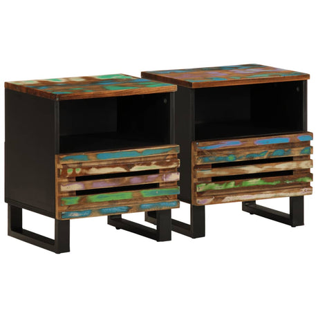 Vidaxl nachtkastjes 2 st 40x34x46 cm massief gerecycled hout