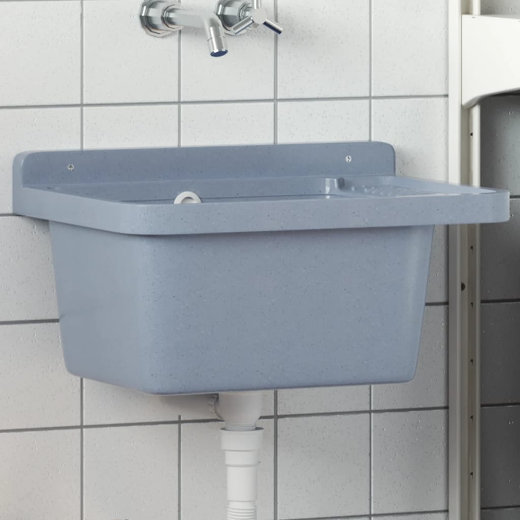 Vidaxl Washbasin Mur-Moupté 50x35x24 cm Gris de résine