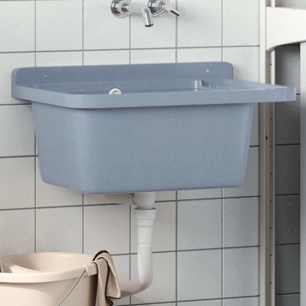 Vidaxl Washbasin Wall -Mounted 60x40x28 cm Resin Gray