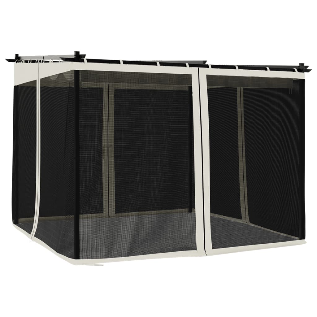 Vidaxl arbor with side walls of mesh 3x3 m steel cream -colored