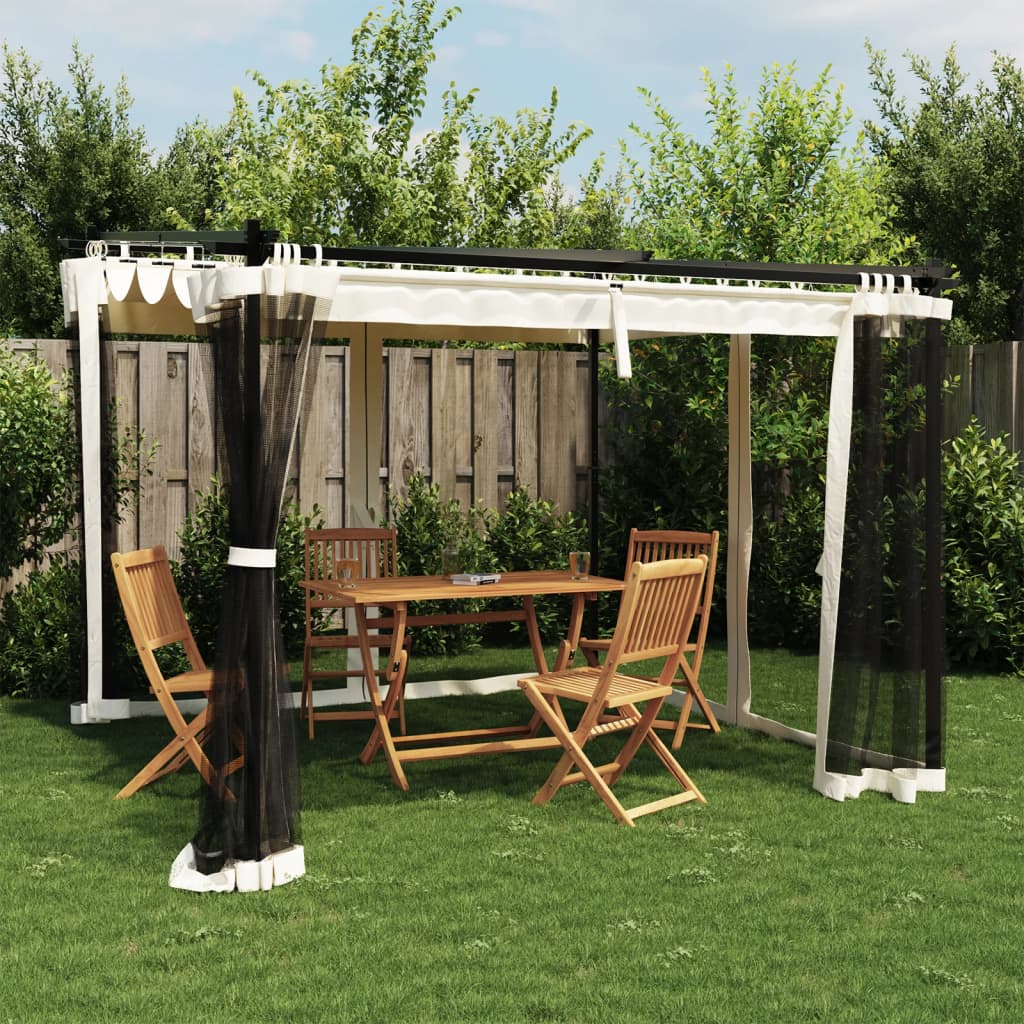 Vidaxl arbor with side walls of mesh 3x3 m steel cream -colored