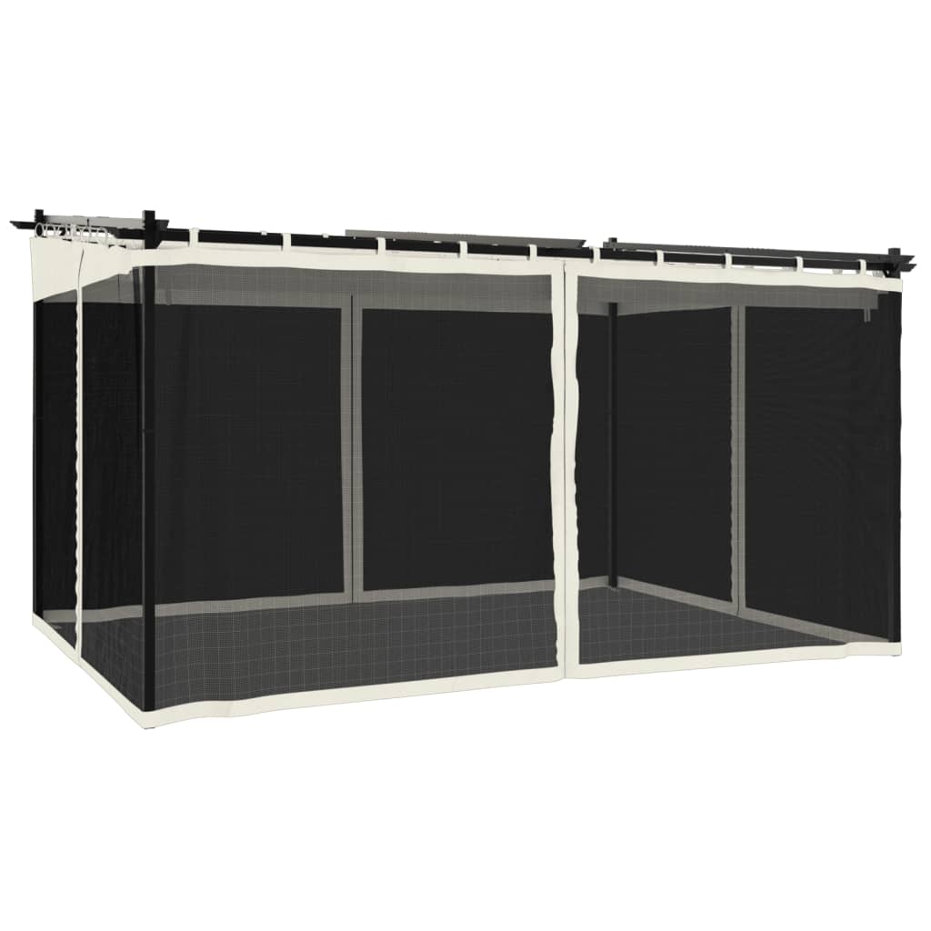 Vidaxl arbor with side walls of mesh 4x3 m steel cream -colored