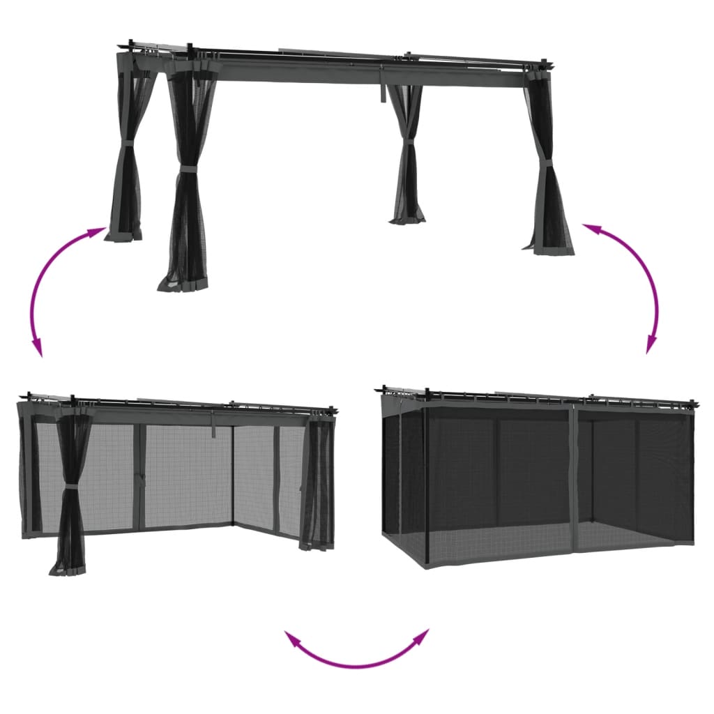 Vidaxl Arbor con pareti laterali di mesh 4x3 m in acciaio antracite