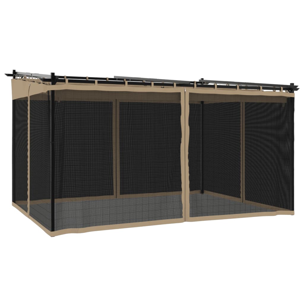 Vidaxl Arbor con pareti laterali di mesh 4x3 m in acciaio taupe