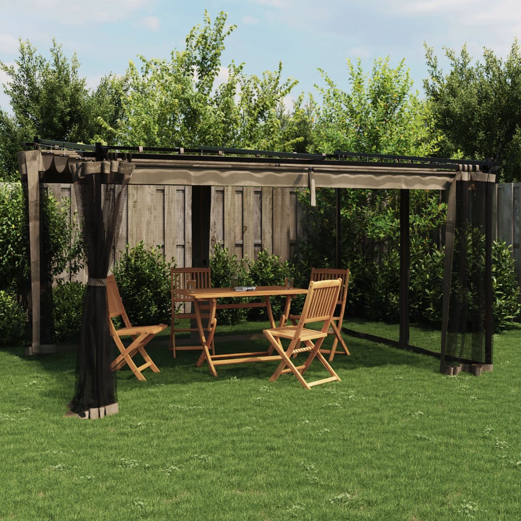 Vidaxl Arbor con pareti laterali di mesh 4x3 m in acciaio taupe