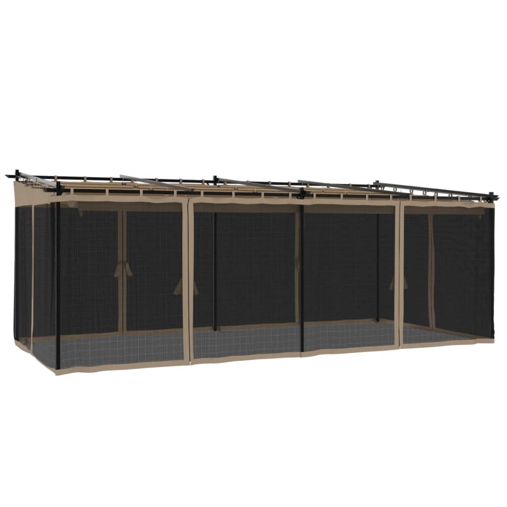 Vidaxl Arbor con pareti laterali di mesh 6x3 m in acciaio taupe