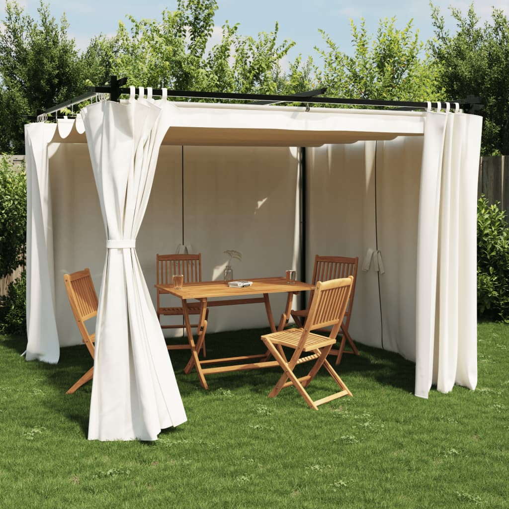 Vidaxl Arbor con tende 3x3 m Crema in acciaio.