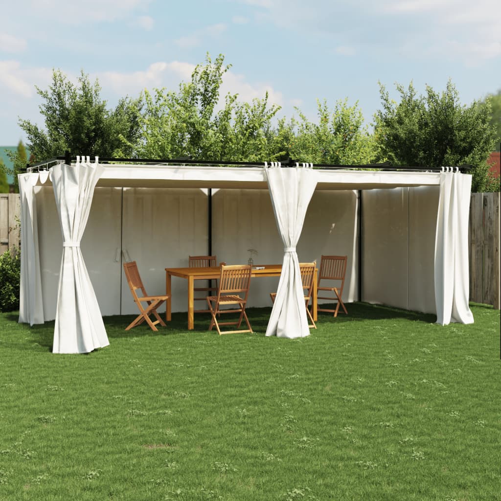 Arbor Vidaxl con cortinas de 6x3 m de crema de acero