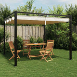 Vidaxl arbor with extendable roof 3x3 m steel cream -colored