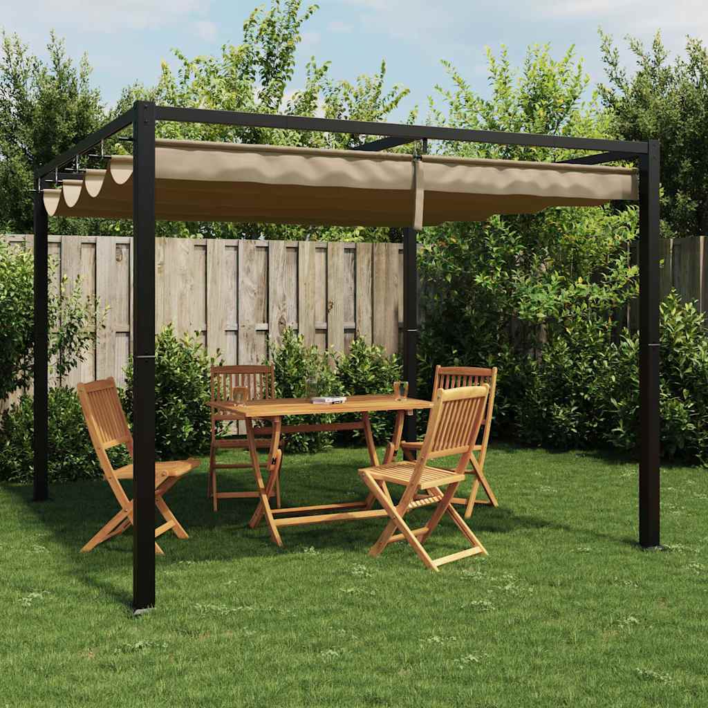 Vidaxl Arbor con techo extensible de 3x3 m de acero tope