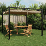 Vidaxl arbor with extendable roof 3x3 m steel taupe