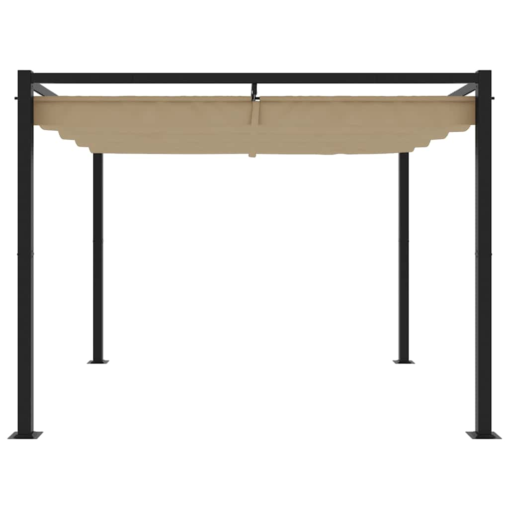 Vidaxl arbor with extendable roof 3x3 m steel taupe