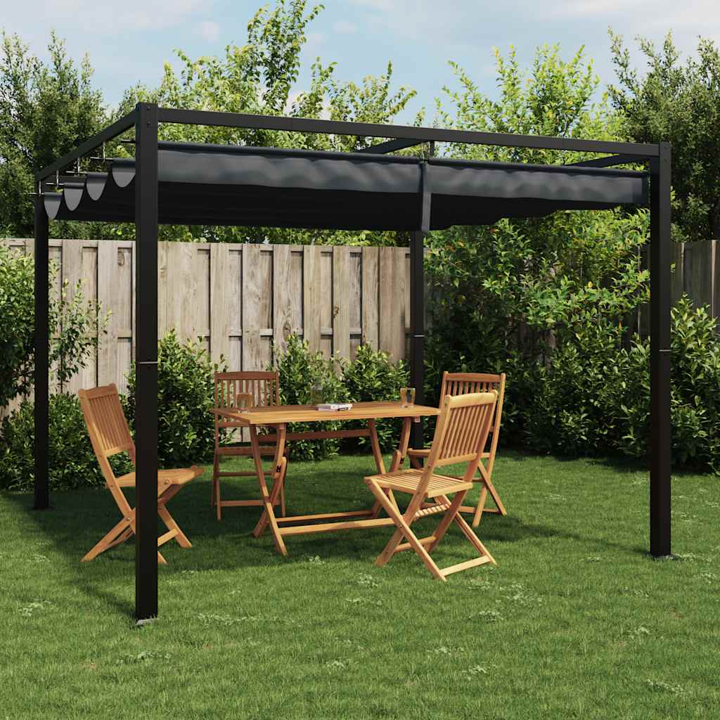 Arbor Vidaxl avec toit extensible 3x3 m anthracite en acier -colored