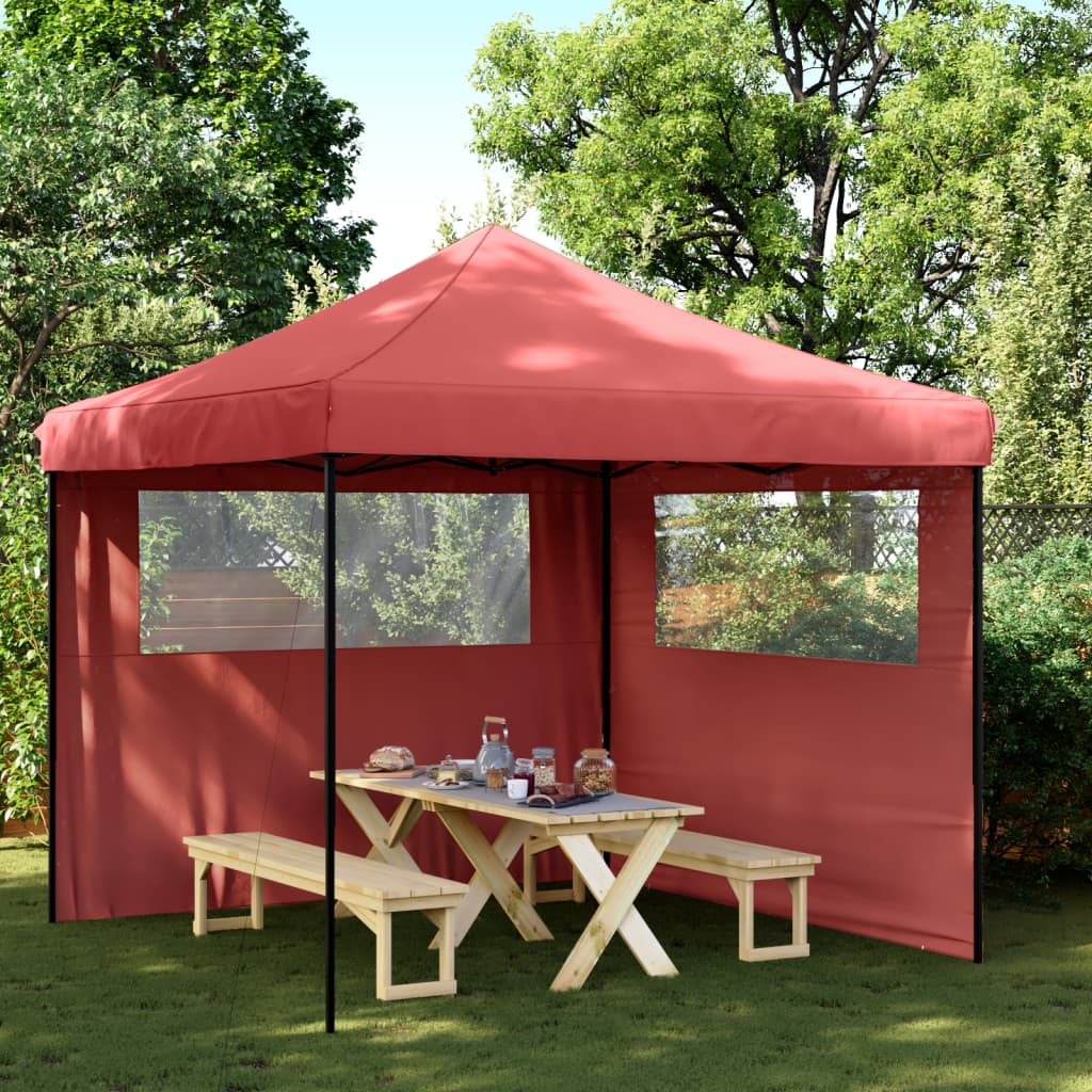 Vidaxl PartyTent Polable Polable avec 2 murs latéraux Bordeaux Red