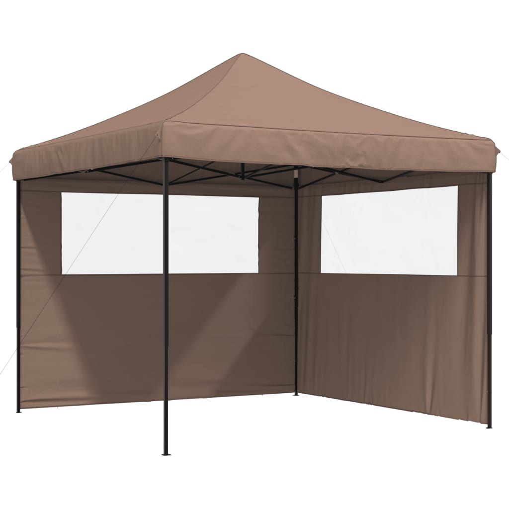 Vidaxl PartyTent sammenleggbar pop-up med 2 sidevegger brun