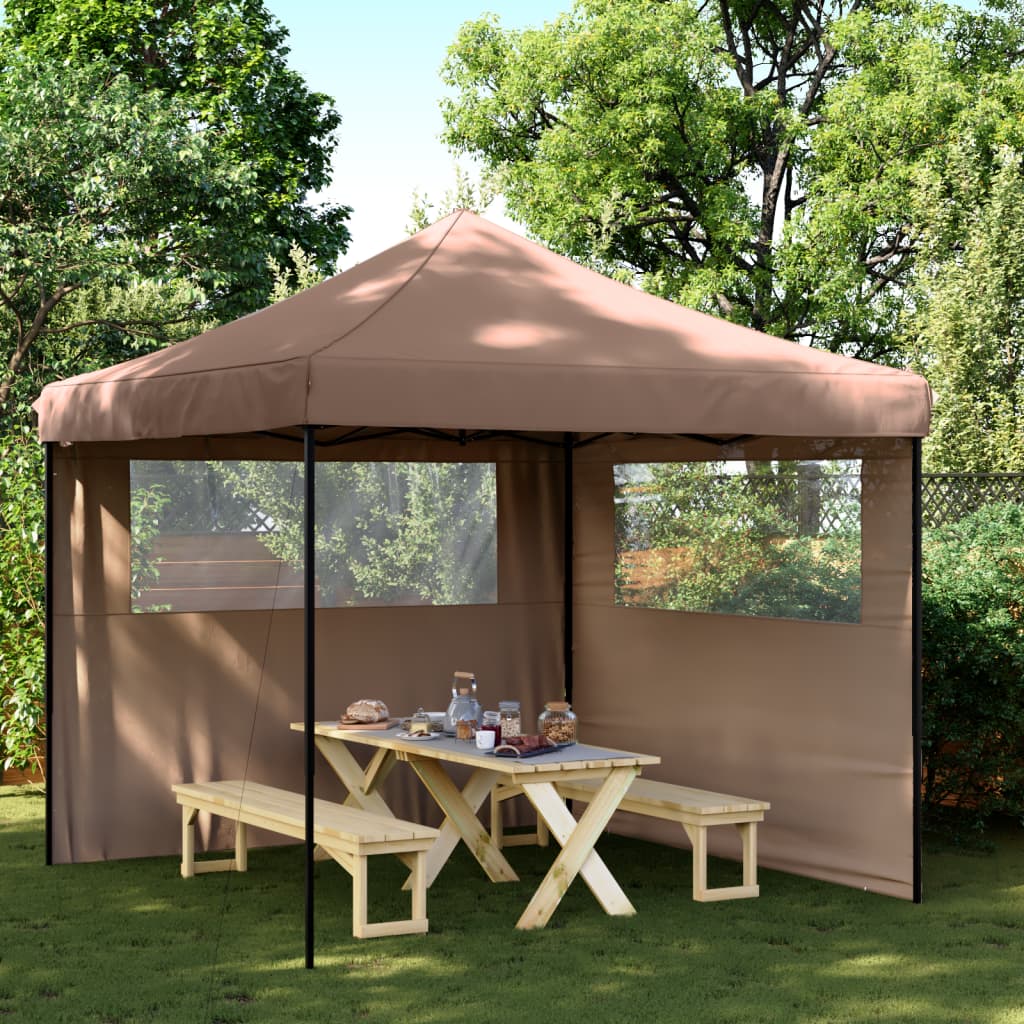 Vidaxl PartyTent Polonge pliable avec 2 murs latéraux marron