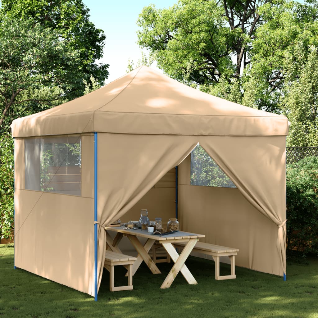 Vidaxl PartyTent Polable Polable avec 4 murs latéraux beige