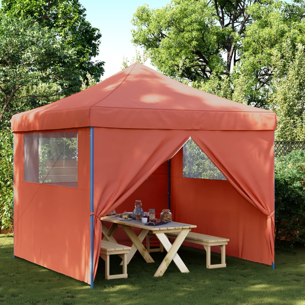 Vidaxl PartyTent sammenleggbar pop-up med 4 sidevegg Terracotta-farget