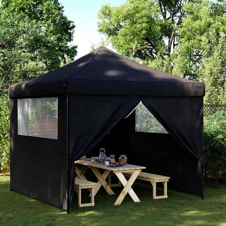Vidaxl partytent inklapbaar pop-up met 4 zijwanden zwart