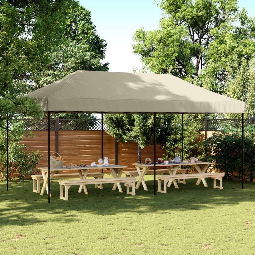 Vidaxl Partytent zložljivo pojavno okno 580x292x315 cm taupe