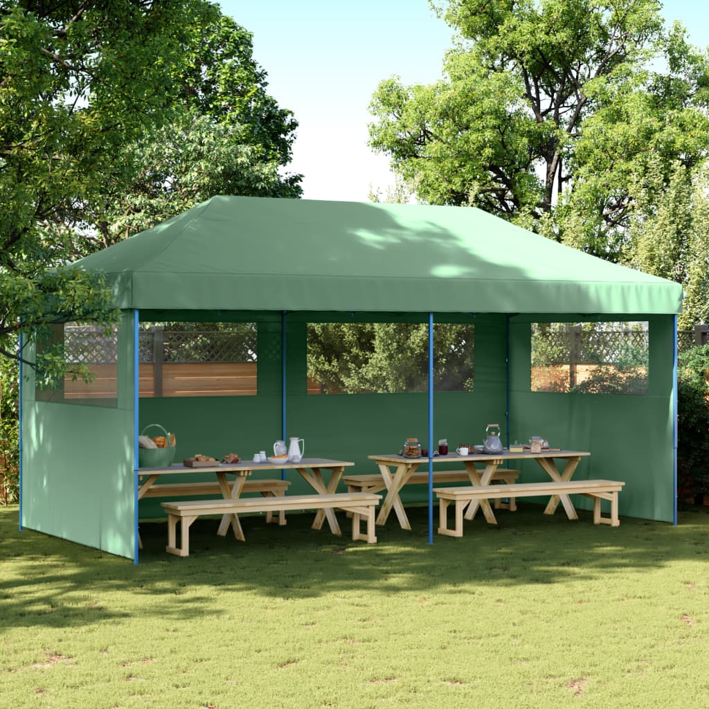 Vidaxl PartyTent Polable Polable avec 3 murs latéraux verts