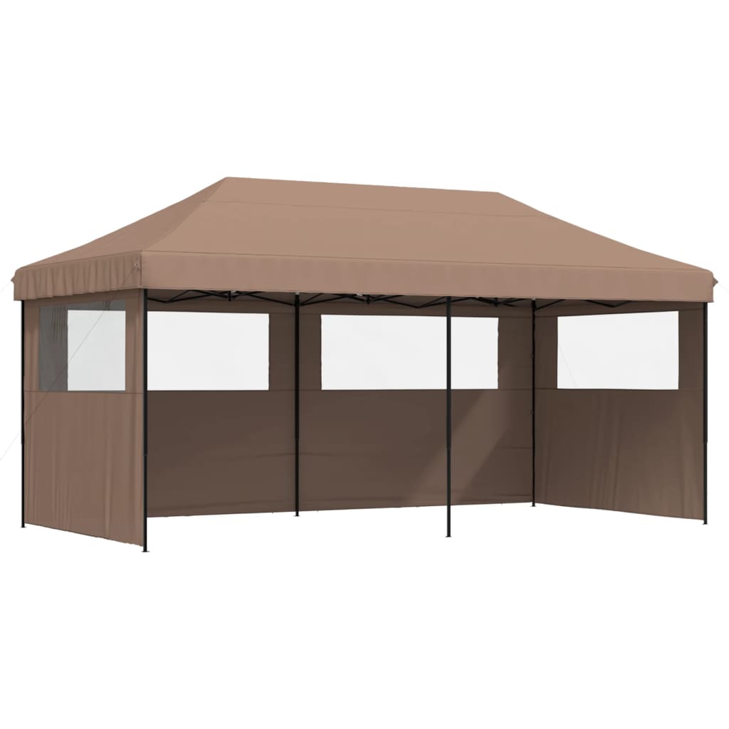 Vidaxl Partytent Foldable Pop-Up With 3 Side Walls Brown