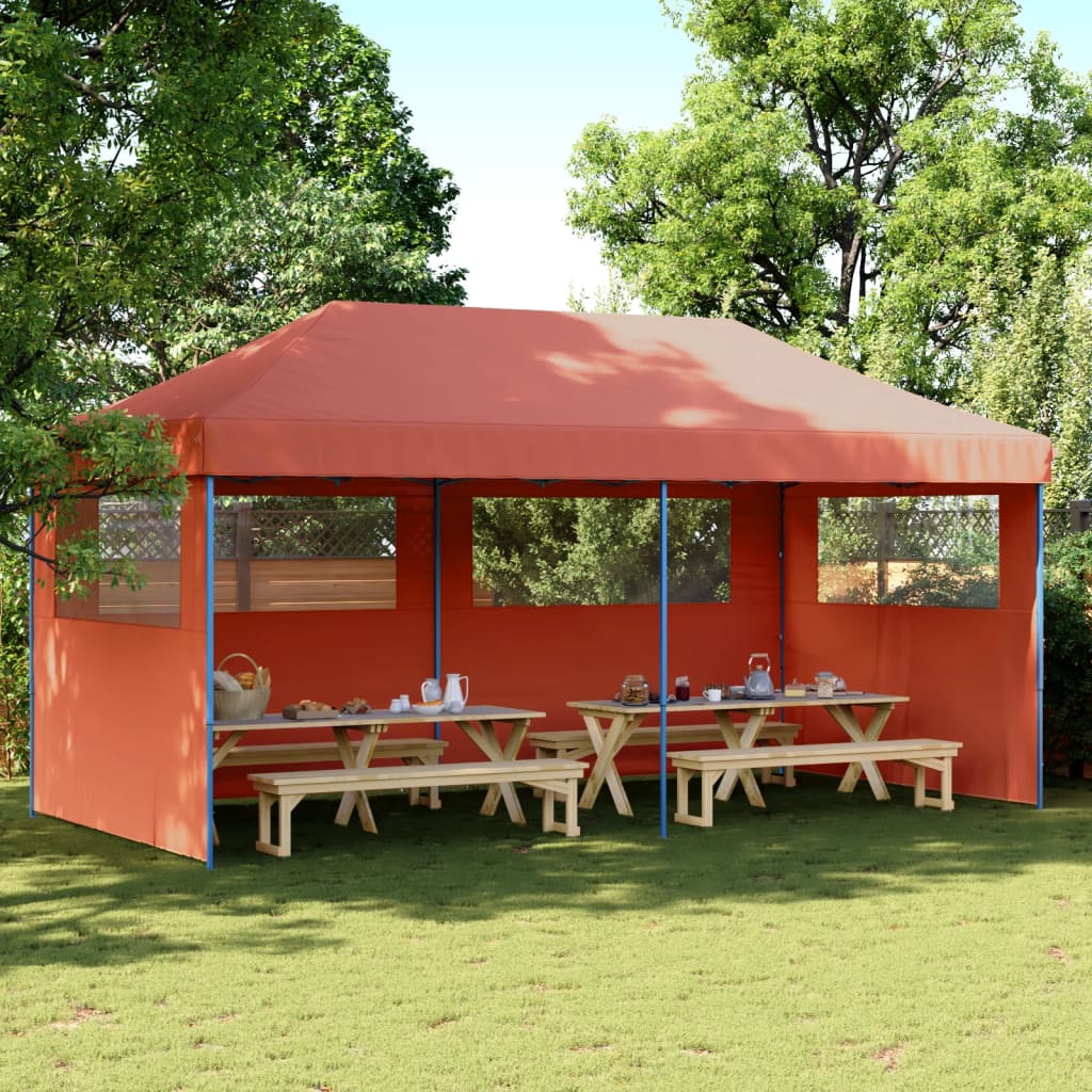 Pop-up pieghevole Vidaxl Partyntent con 3 pareti laterali color terracotta