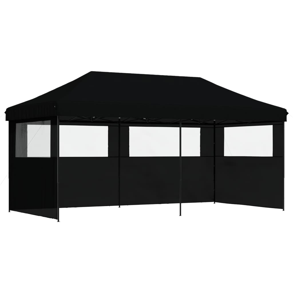 Vidaxl Partytent Polable Polable avec 3 murs latéraux noirs