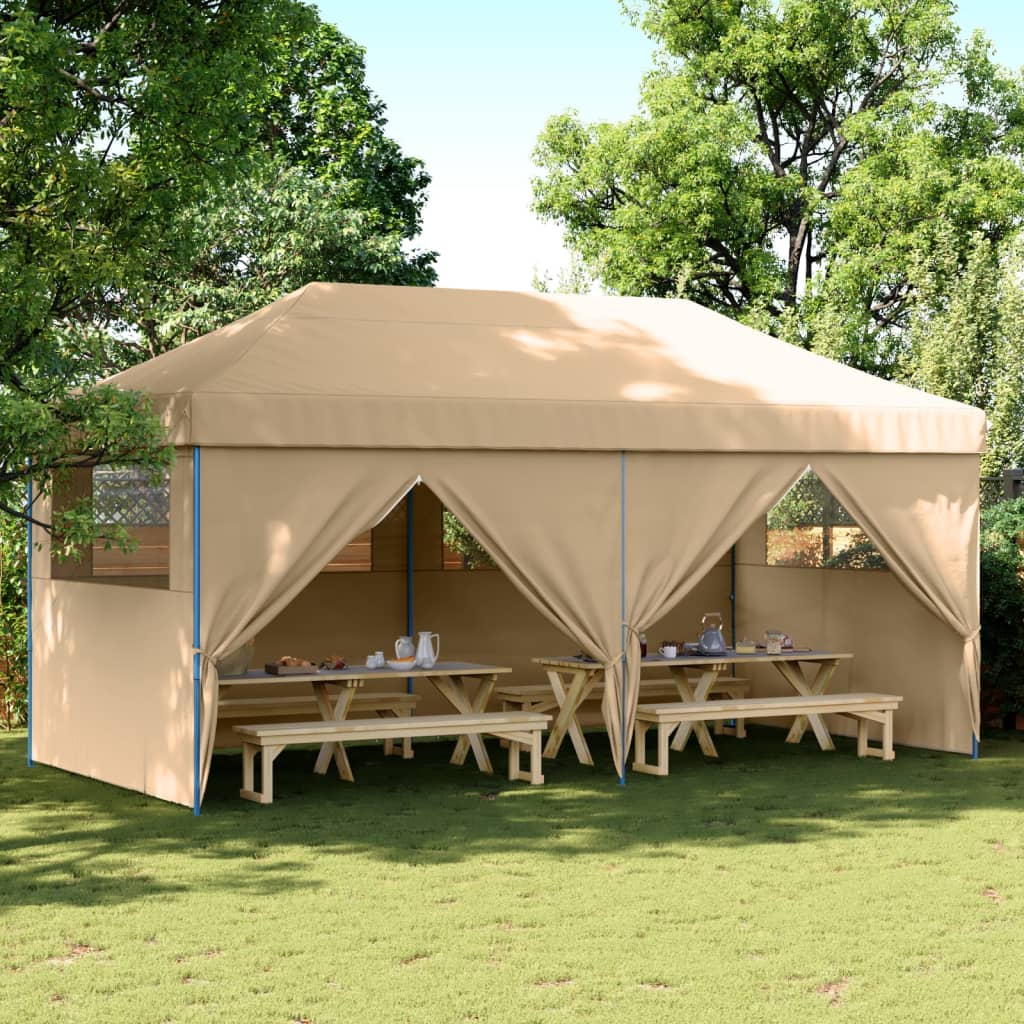 Vidaxl PartyTent Polable Polable avec 4 murs latéraux beige