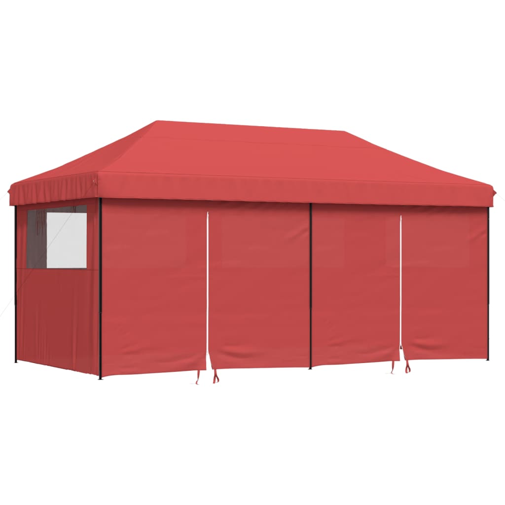 Vidaxl Partytent Foldable Pop-Up With 4 Side Walls Bordeaux Red