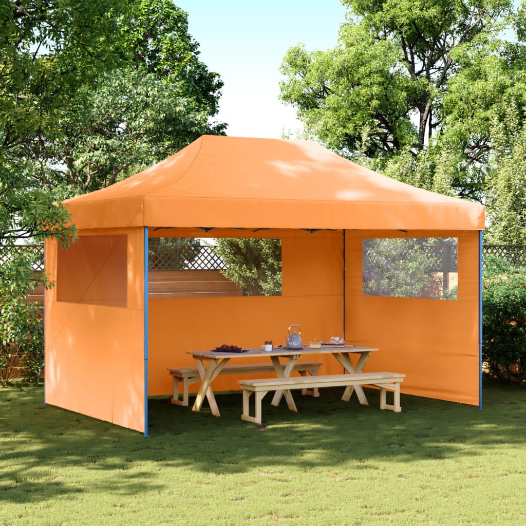 Vidaxl partytent inklapbaar pop-up met 3 zijwanden oranje