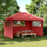 Vidaxl Partytent Polable Polable avec 3 murs latéraux Bordeaux Red