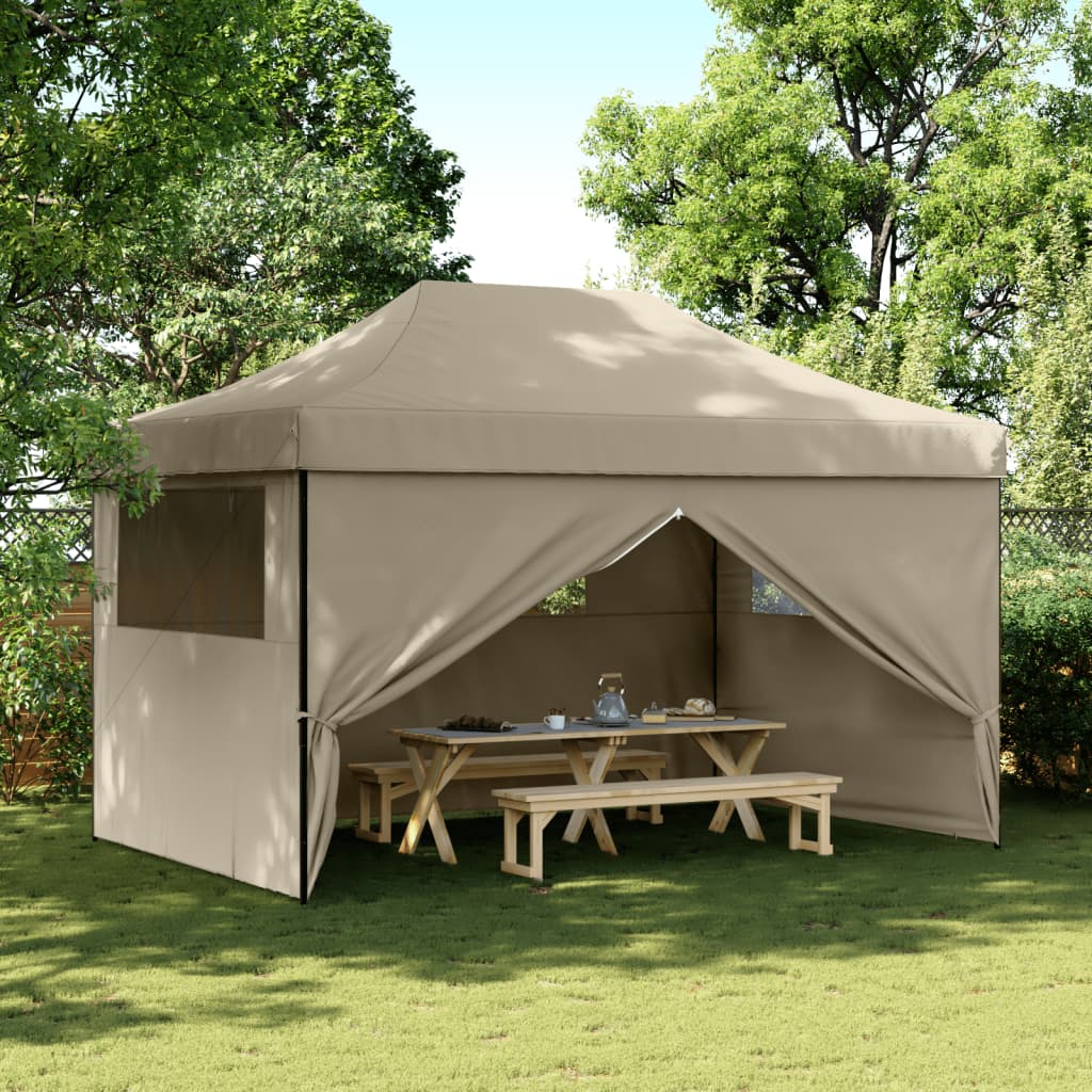 Vidaxl PartyTent Polable Polable avec 4 murs latéraux taupe