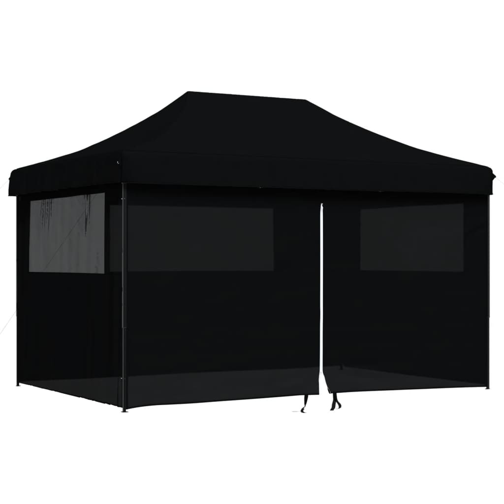 Vidaxl PartyTent Polonge pliable avec 4 murs latéraux noirs