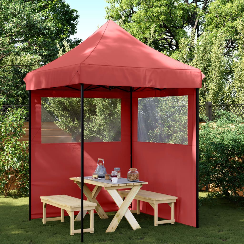 Vidaxl PartyTent Polable Polable avec 2 murs latéraux Bordeaux Red