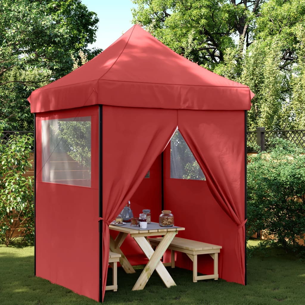 Vidaxl PartyTent fällbar pop-up med 4 sidoväggar Bordeaux Red