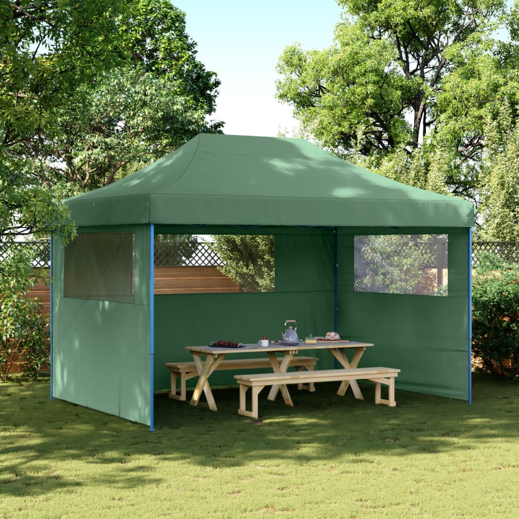 Vidaxl PartyTent Polable Polable avec 3 murs latéraux verts