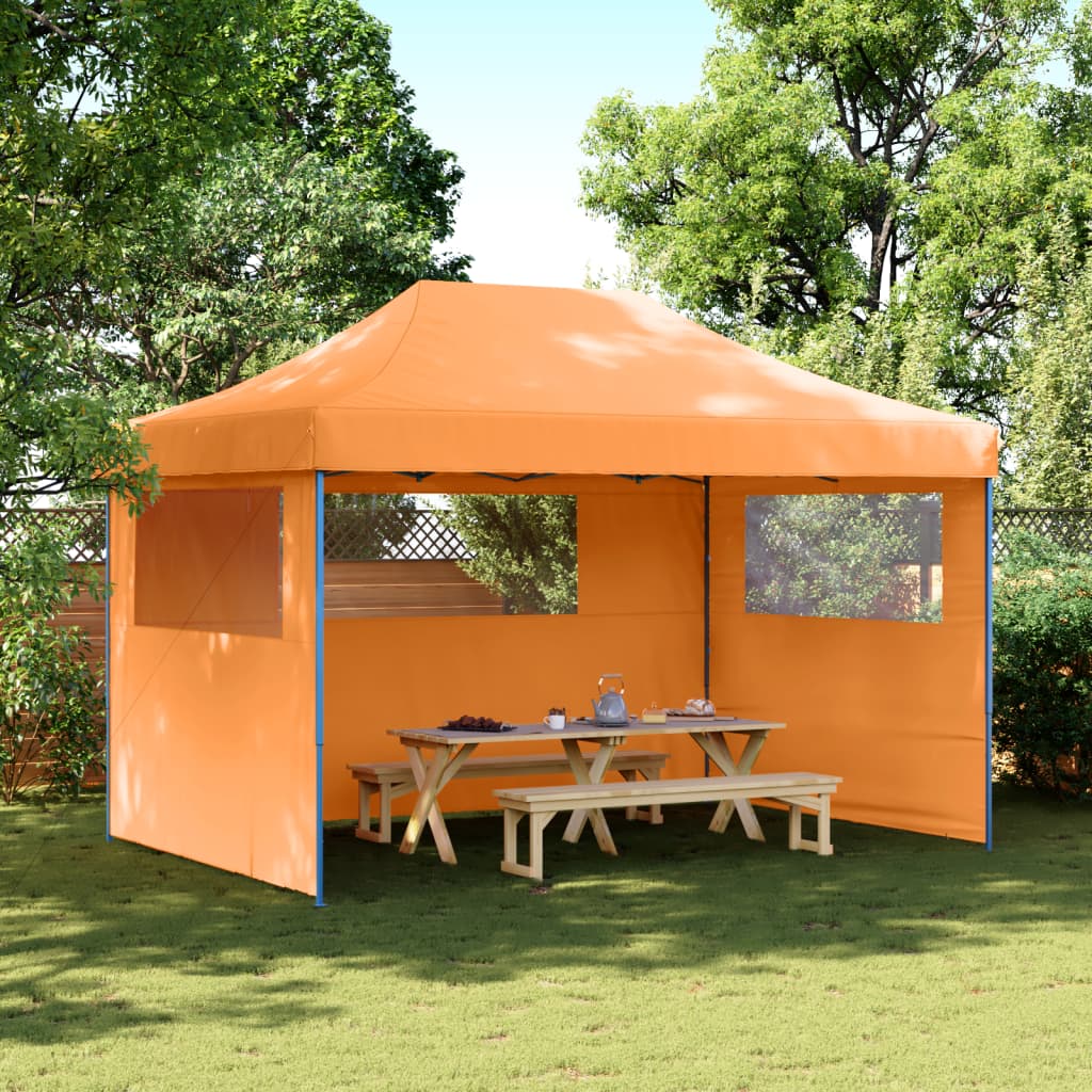 Vidaxl partytent inklapbaar pop-up met 3 zijwanden oranje