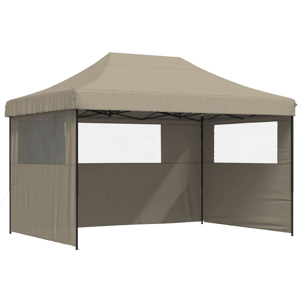 Vidaxl partytent inklapbaar pop-up met 3 zijwanden taupe