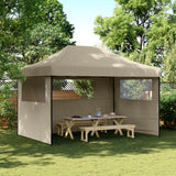 Vidaxl Partytent Foldable Pop-Up With 3 Side Walls Taupe