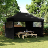 Pop-up pieghevole Vidaxl PartyTent con 3 pareti laterali nere