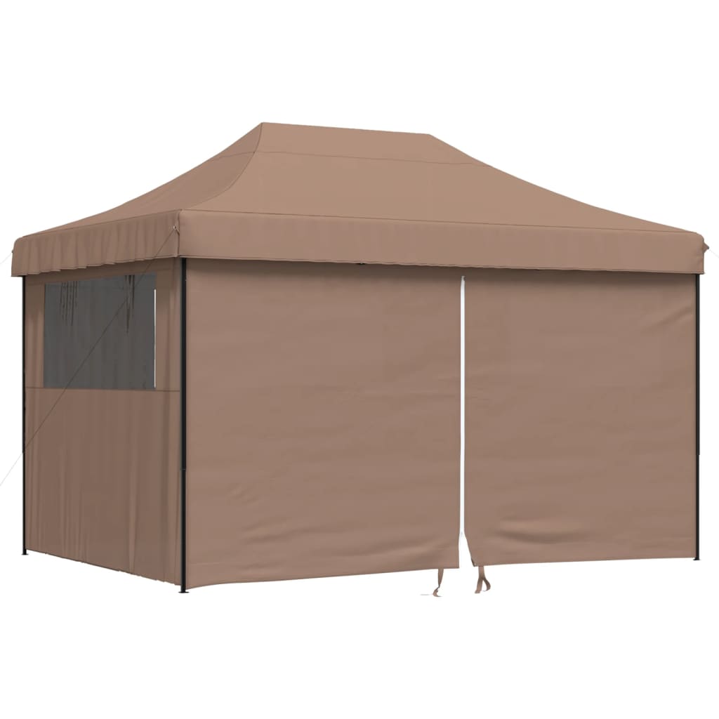 Vidaxl Partytent Foldable Pop-Up With 4 Side Walls Brown