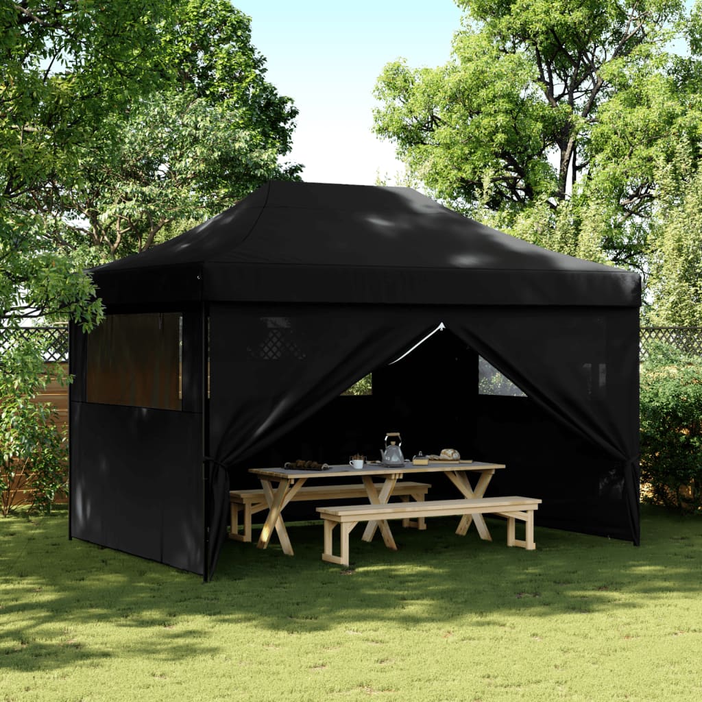 Vidaxl PartyTent sammenleggbar pop-up med 4 sidevegger svart