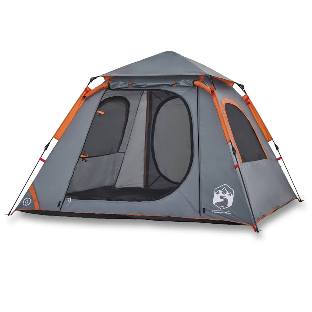 Vidaxl Dome Tenda Release veloce di 4 persone Grey and Orange