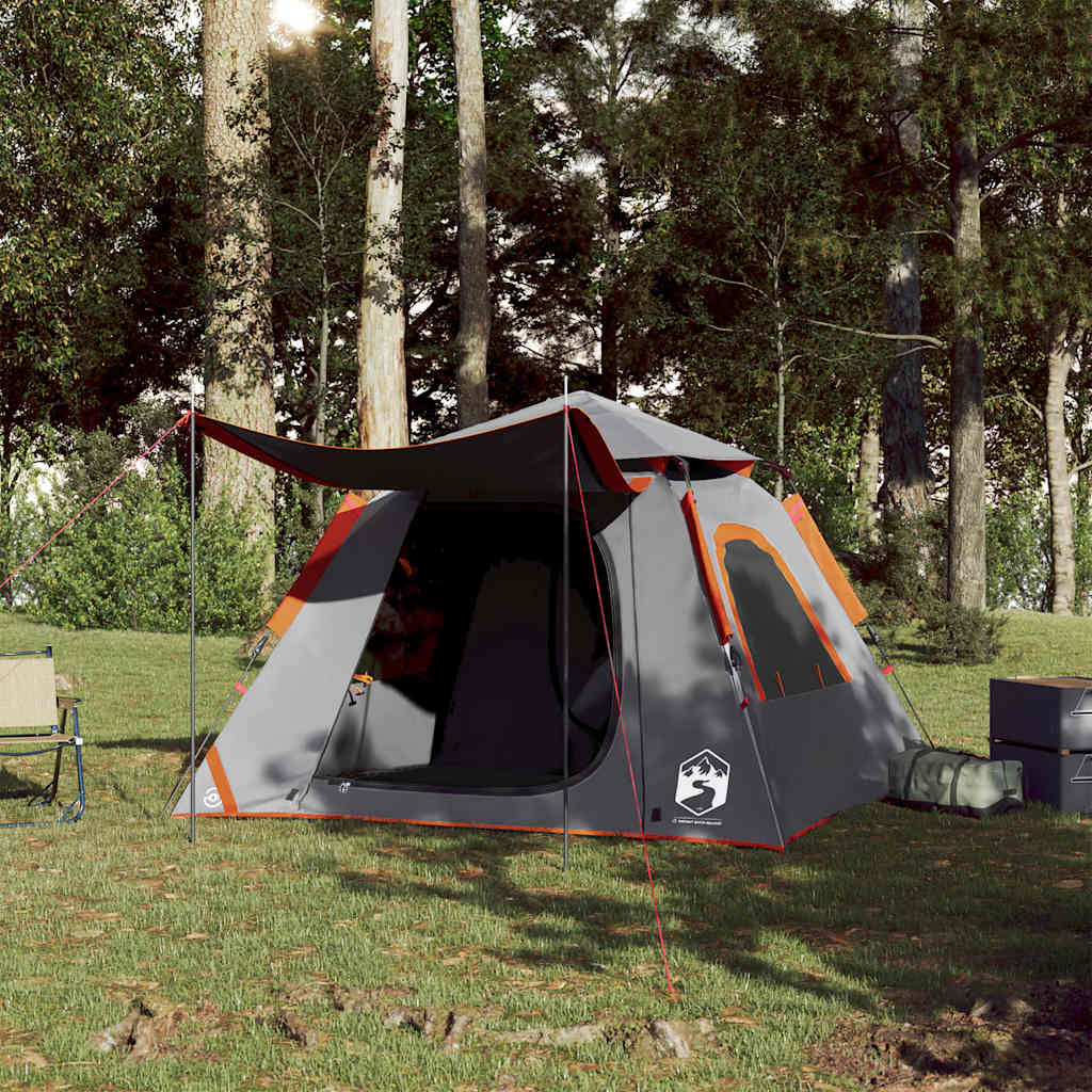 Vidaxl Dome Tenda Release veloce di 4 persone Grey and Orange