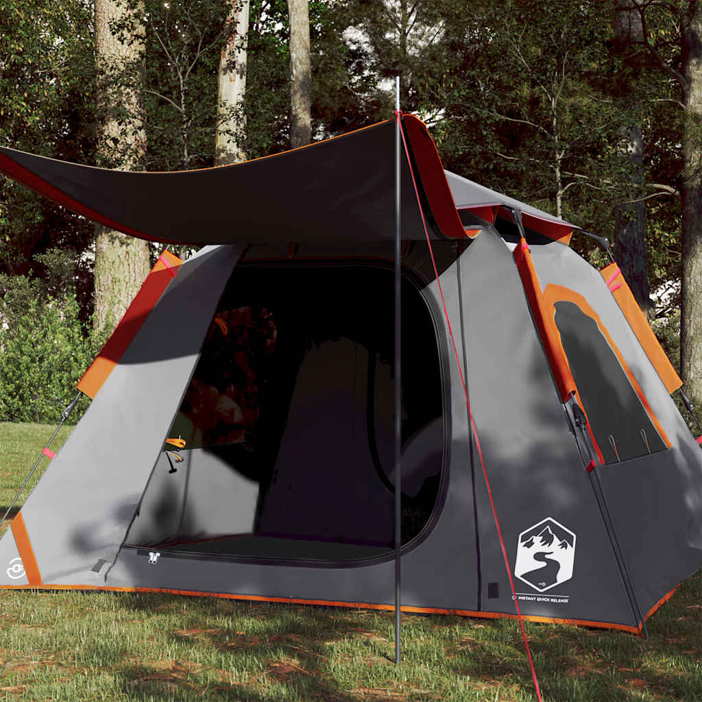 Vidaxl Dome Tent 4 Personne Fast Release Gray et Orange