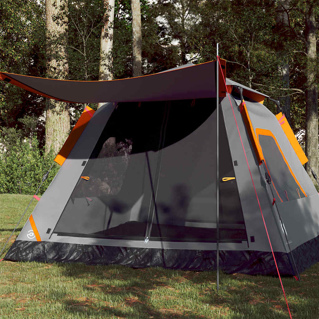 Vidaxl Dome Tenda Rilascio rapido 5 persone Grey and Orange