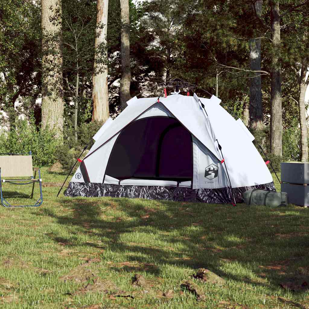 Vidaxl Dome Tenda per 2 persone Rilascio rapido tessuto blackout bianco