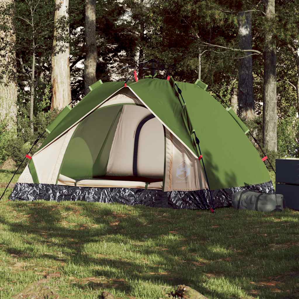 Vidaxl Dome Tent de 3 personas Liberación rápida Green