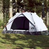 Vidaxl dome tente 3 personnes Fast Release Blackout tissu blanc